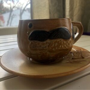 Vintage Mushroom Pattern Asian Tea Cup